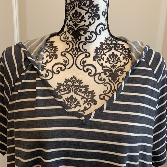 LIVI French Terry Hooded Swing Tunic - Striped - Picture 4 of 10